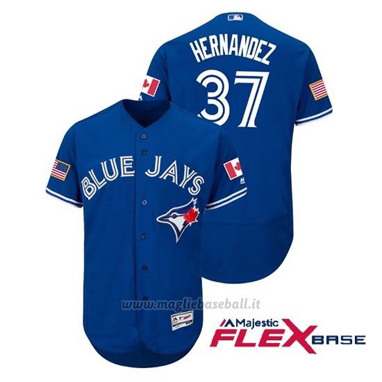 Maglia Baseball Uomo TOrnto Blue Jays Teoscar Hernandez 2018 Stars & Stripes Flex Base Royal